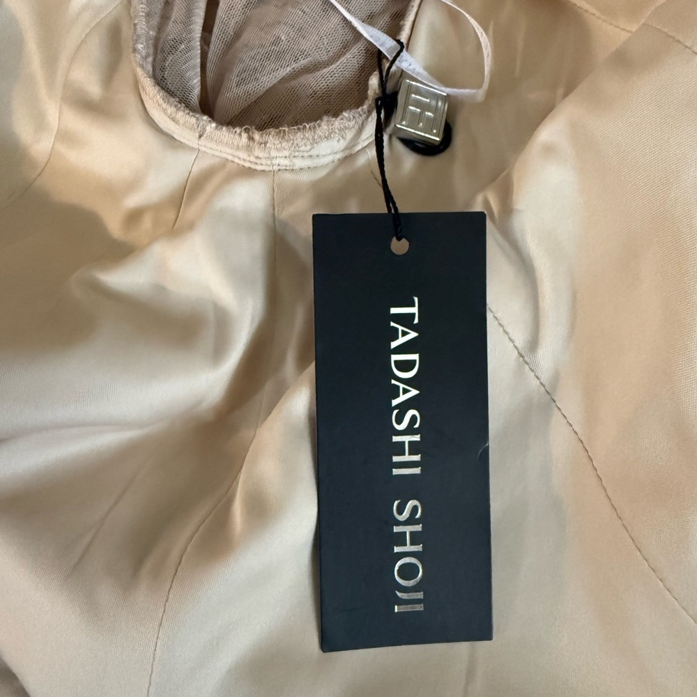 NWT Elegant Tadashi Shoji Tatiana Sequin Lace Gown in Beige/Champage Size 4 - Picture 6 of 10
